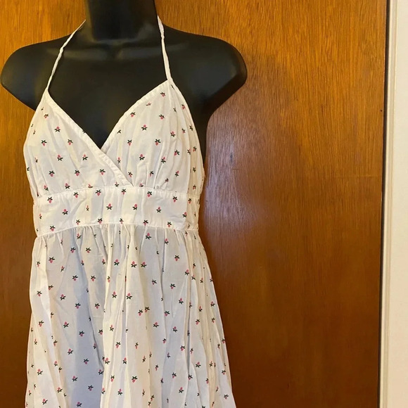 Divided by H&M White with Floral Pattern Y2K Casual Cool Halter Top Dress Size 8 - Picture 10 of 16